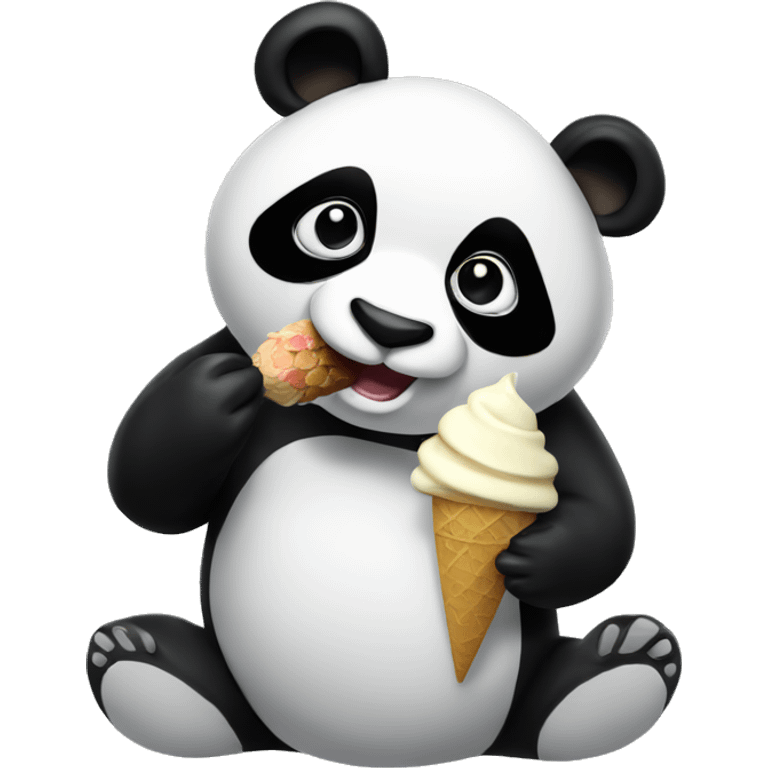 Panda eating ice cream emoji