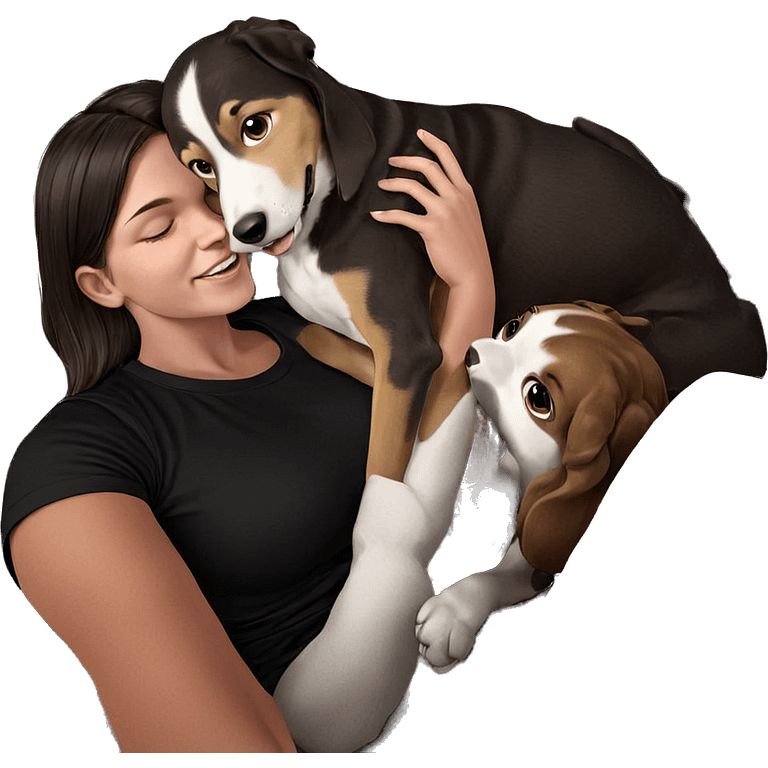 girl and dog love moment emoji