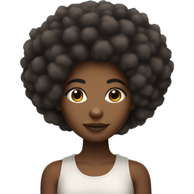 A lights skin black girl with a super fluffy Afro holding cotton emoji