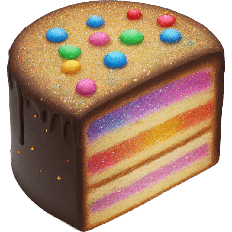 Realistic cake with colorful glitter emoji