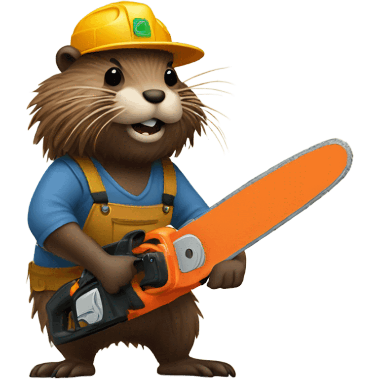 Beaver holding a chainsaw with dreadlocks  emoji