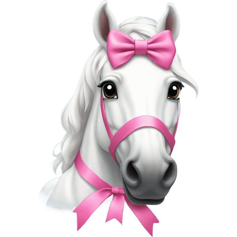 White horse with pink bow emoji