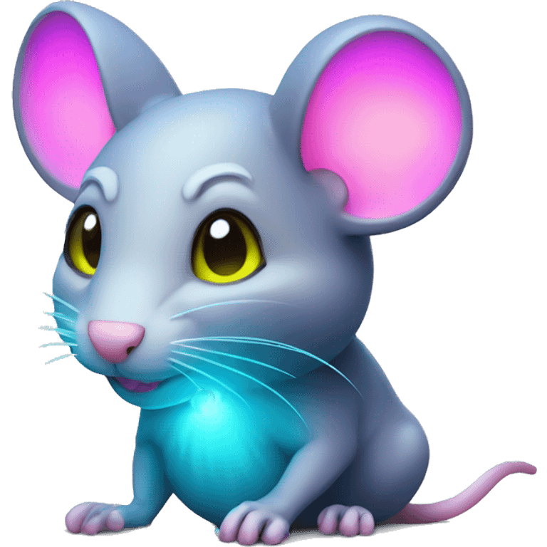 rat with glowing neon emoji