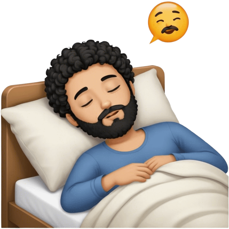 Guy with beard and black curly hair sleeping  emoji