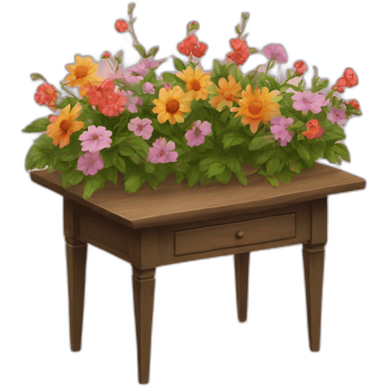 Table with flowers emoji