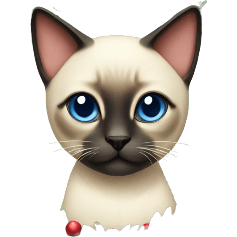 cute siamese cat with christmas garland emoji