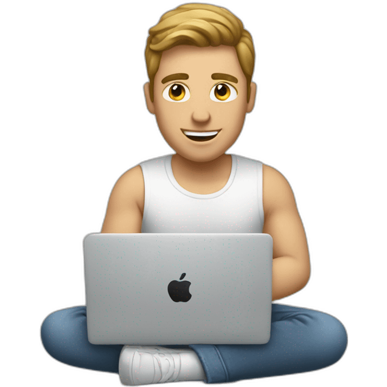 a white guy working on a macbook emoji