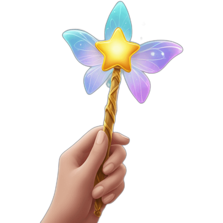 magic wand in the hands of a fairy emoji