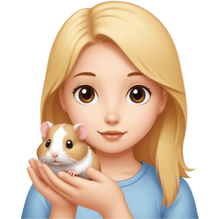 realistic portrait of a girl holding a hamster emoji