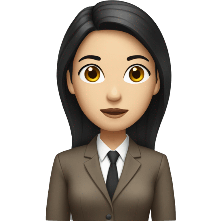 Female defense attorney with long black hair with brown suit emoji