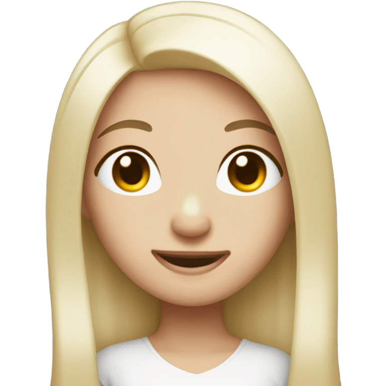 Female emoji with white skin, long straight black hair, winking expression, named Carly emoji