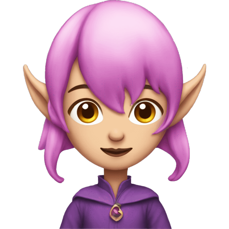 short purple haired elf with pink horns emoji