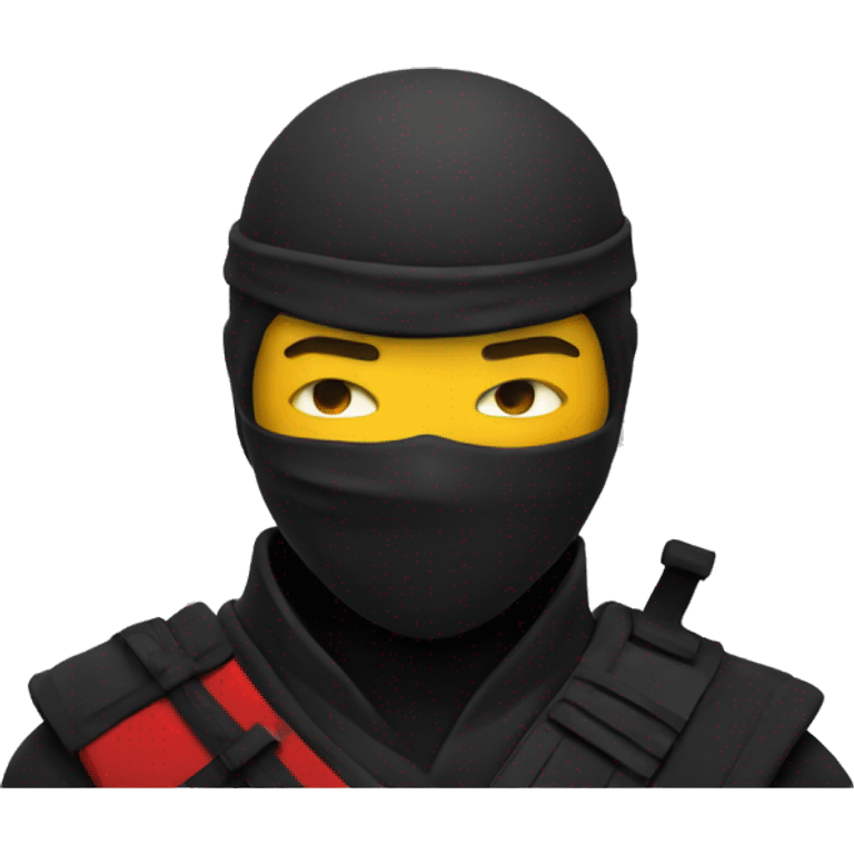 basic emoji: ninja style with colors on the top black, in the midlle red, bottom yellow emoji