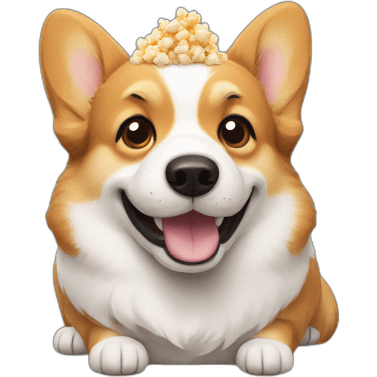 Corgi with popcorn emoji