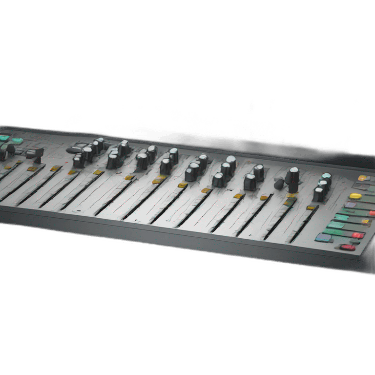 Mixing console with interactive graphics on screen emoji