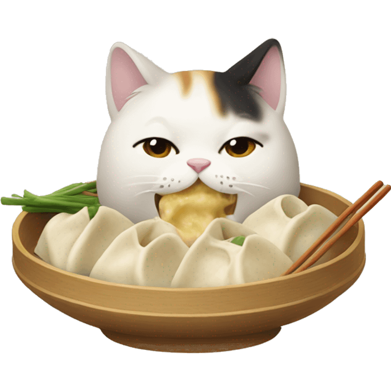 cat eating Steamed dumplings emoji