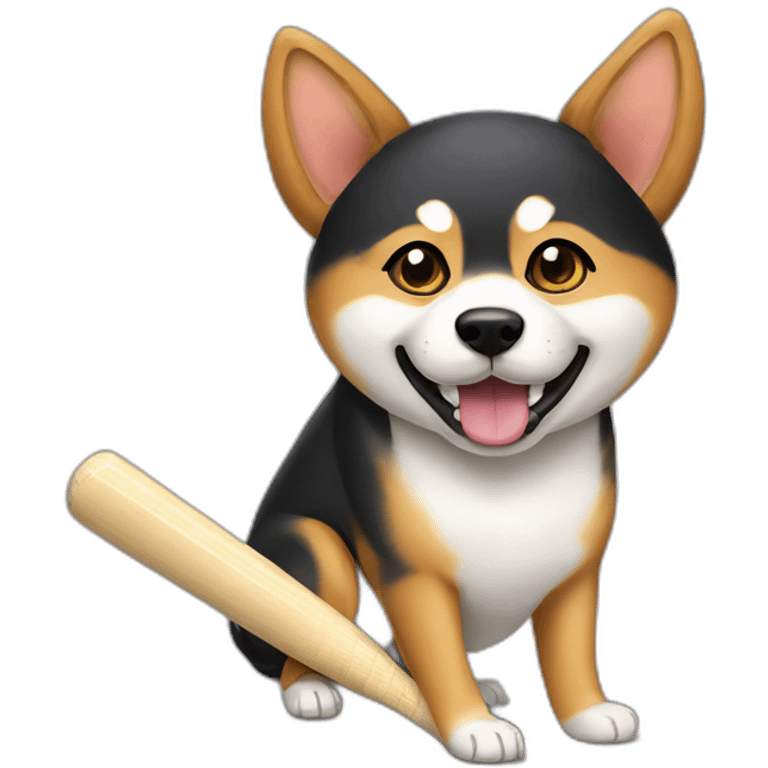 shiba inu showing cricket bat emoji