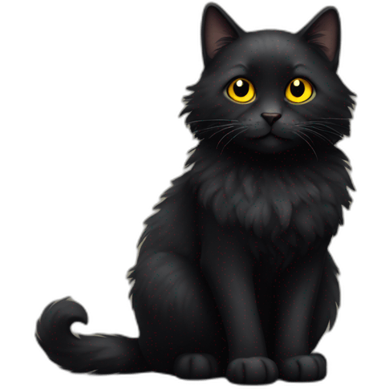 black fluffy cat yellow eyes emoji