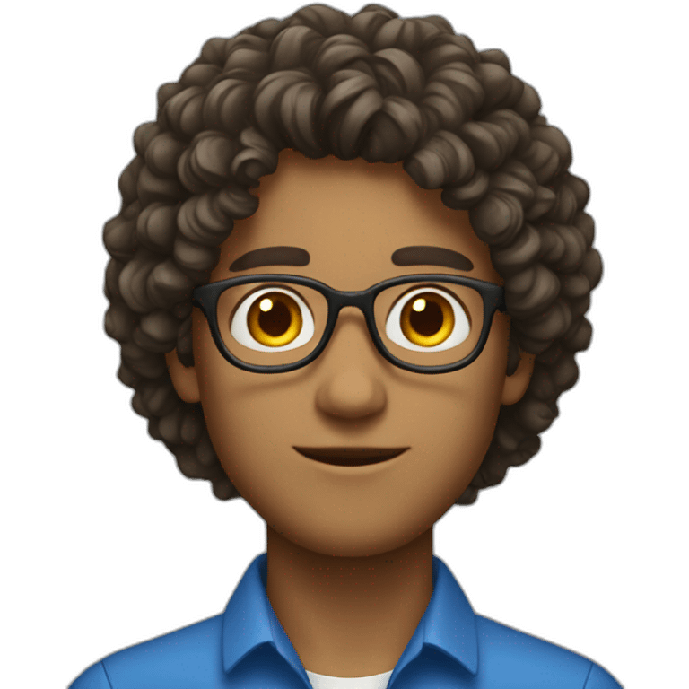 young teacher male with curly hair emoji