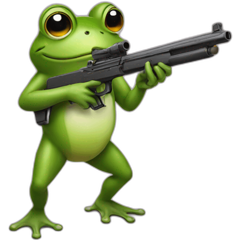 Frog with a gun emoji