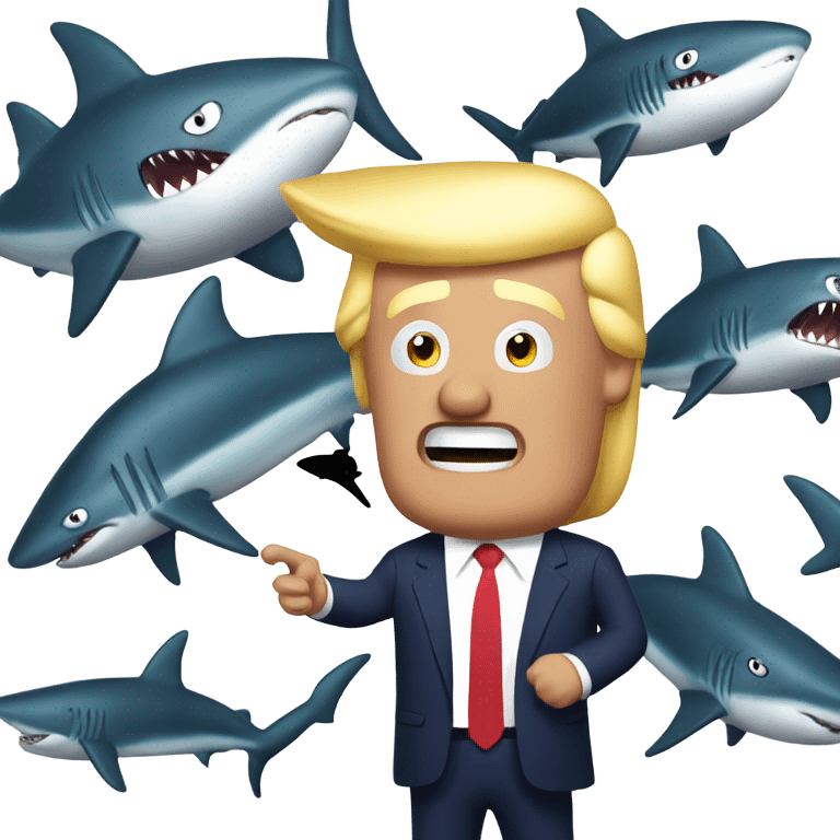 Trump with a battery and sharks emoji