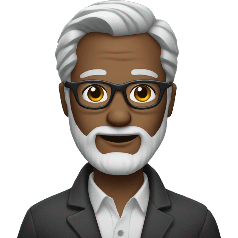 bearded man with graying hair and cat eye glasses emoji