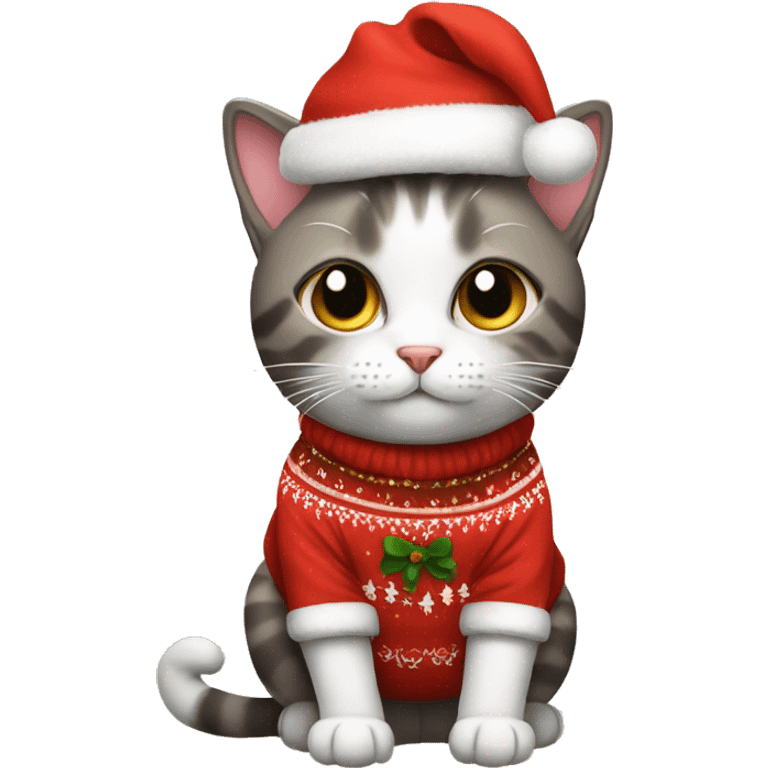 Cat wearing cute Christmas clothes  emoji