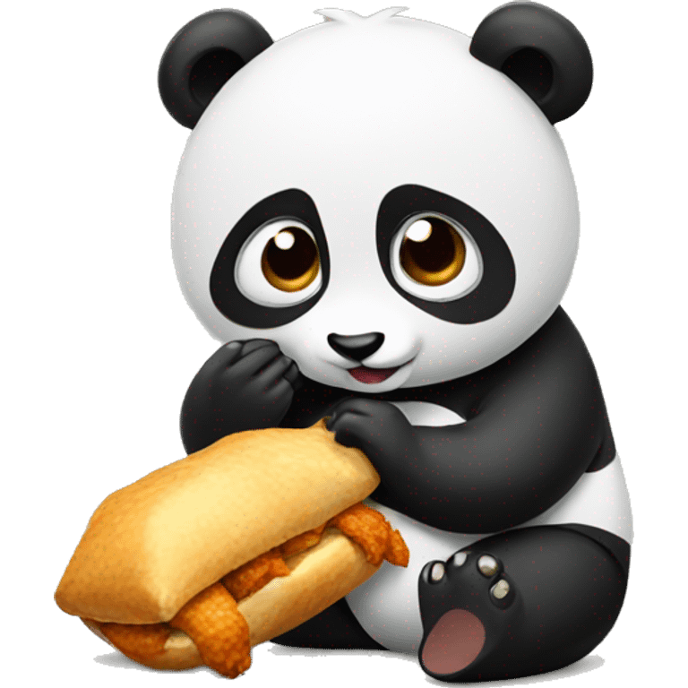 Panda eating chicken emoji