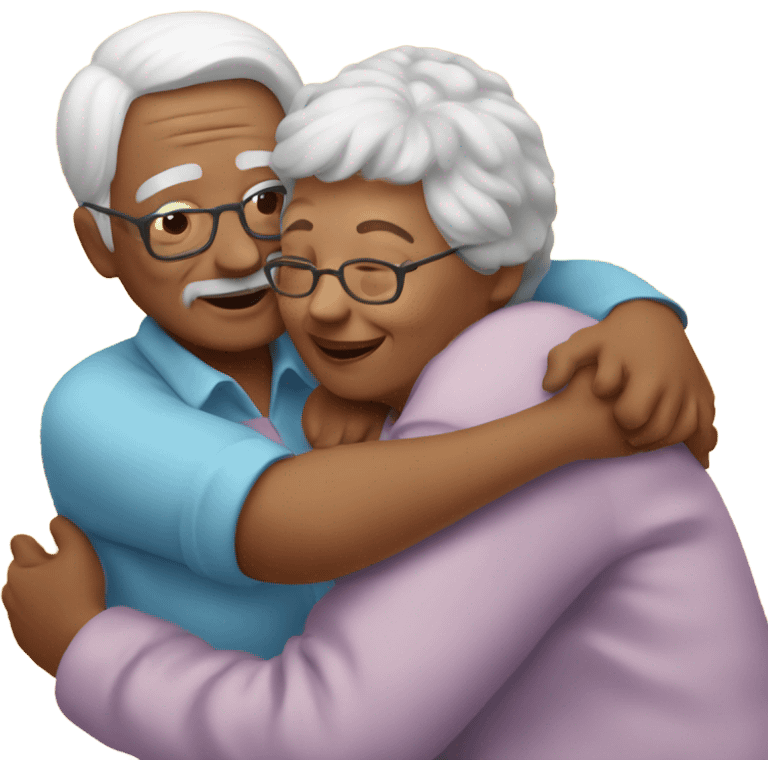 Grandma hugging grandpa  emoji