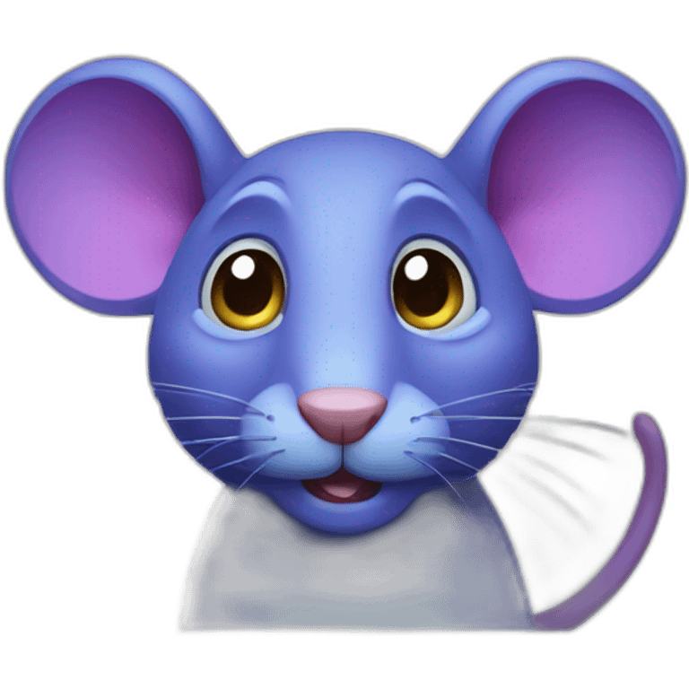 blue/purple rat with a stupid look emoji