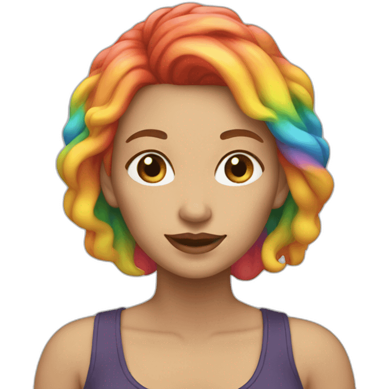 White woman with rainbow hair emoji