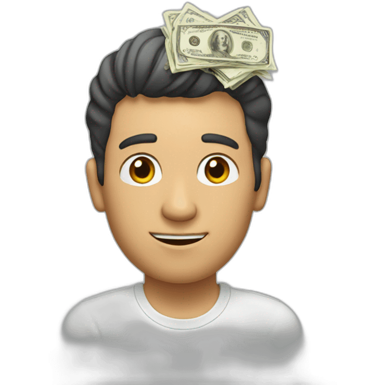 man with cash behind head emoji