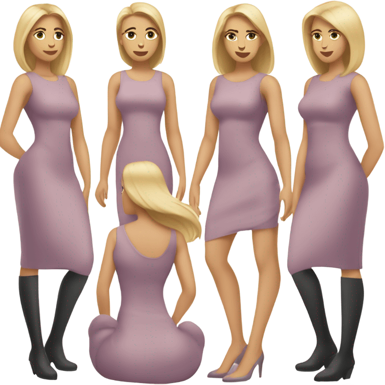 Full body attractive woman blonde hair small waist and wide hips in tight dress emoji