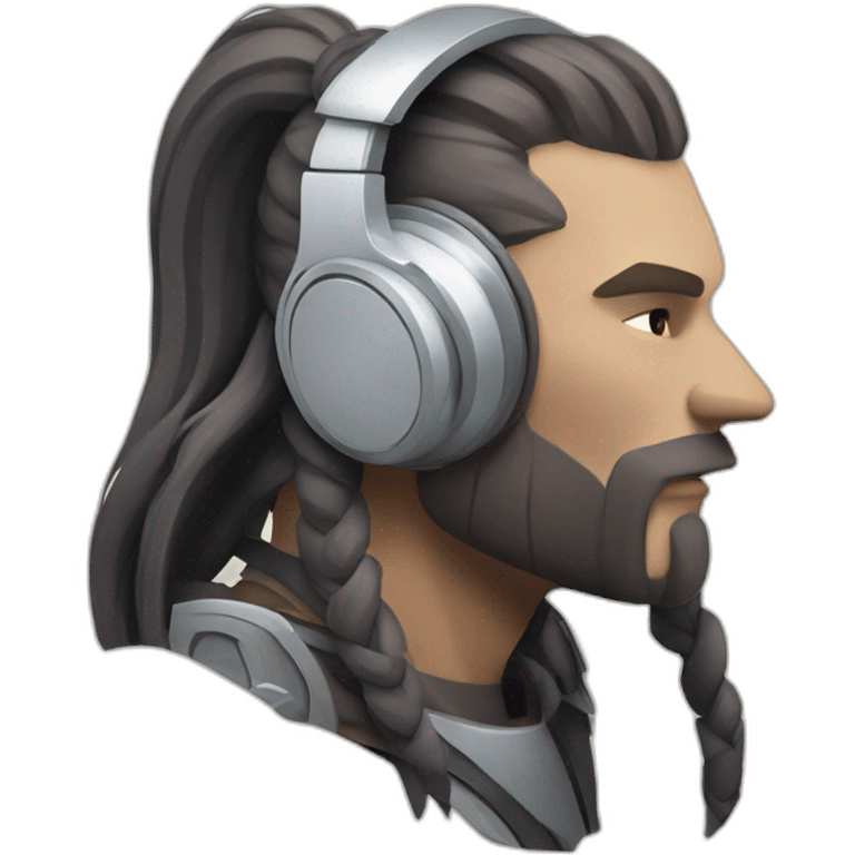 futuristic viking -listening to music with headphones emoji