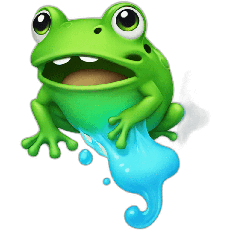 farting frog with green gas behind emoji