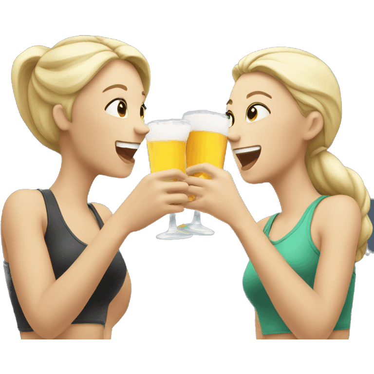 Two white girls cheering drink emoji