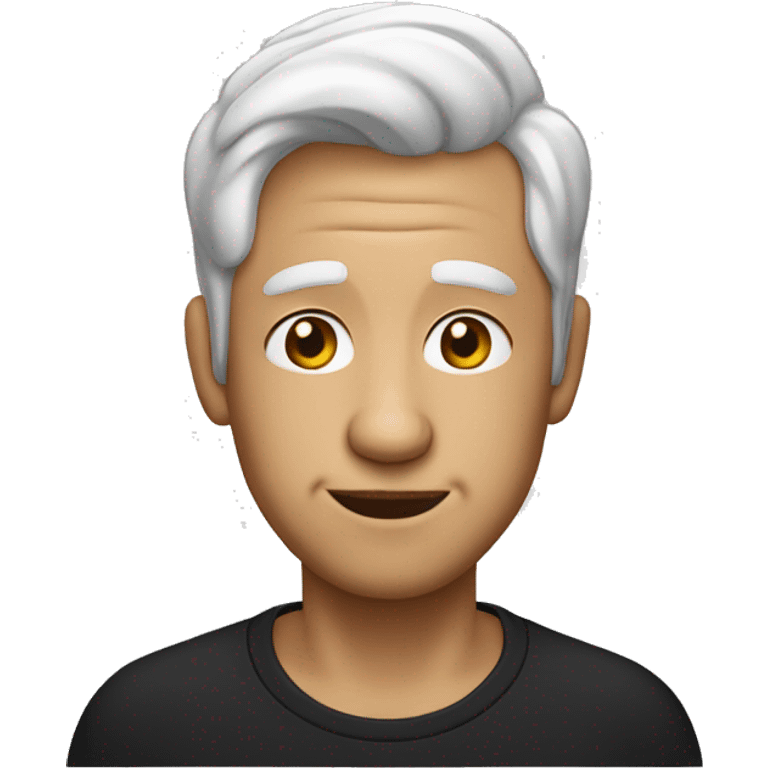 Man with big nose and big forehad in black rshirt with little amount of fadet white hair emoji