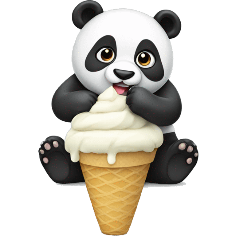 Panda eating ice cream emoji