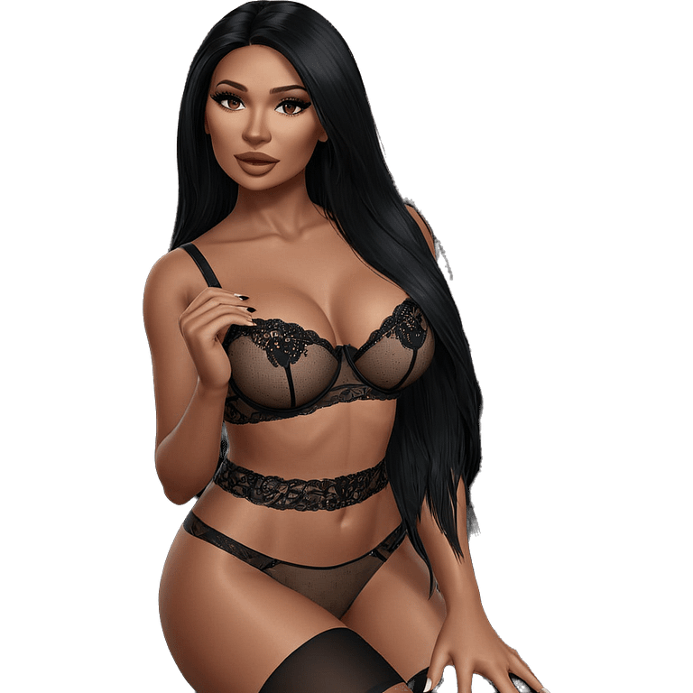 beautiful black-haired girl in lingerie emoji