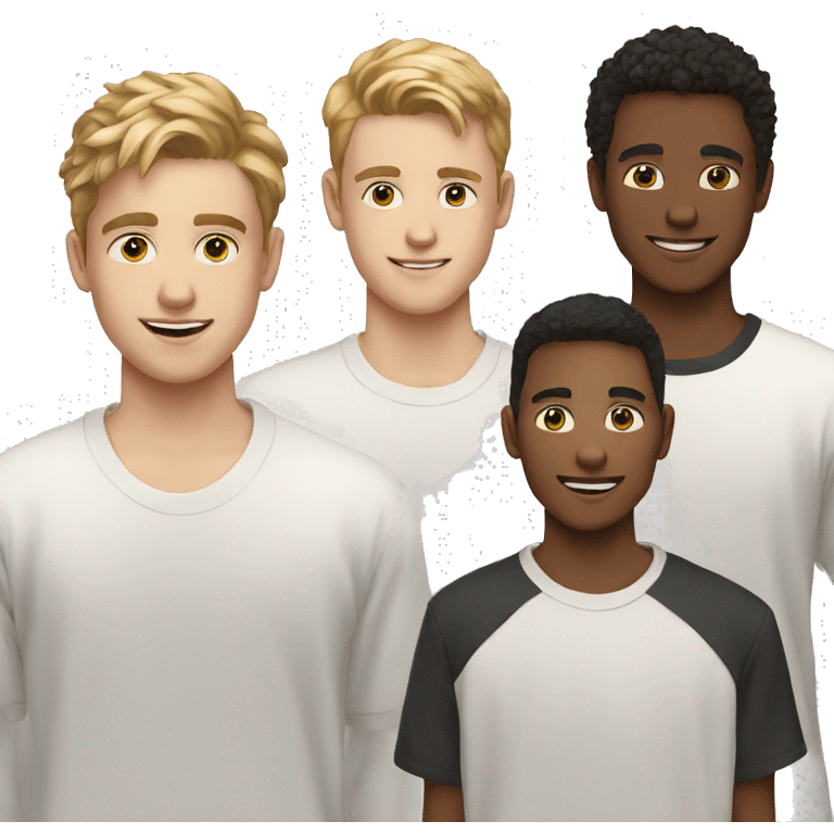 4 white teen men together ethnicity: white emoji