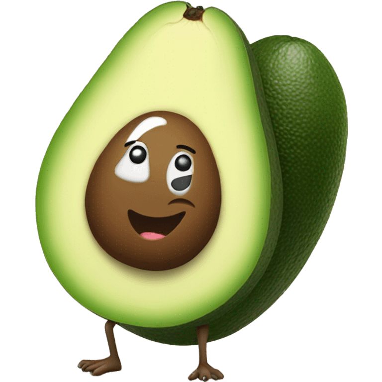 Half avocado with seed and legs emoji