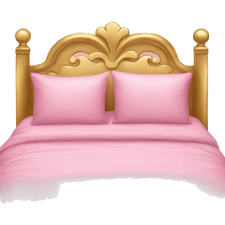 Pink bed with gold emoji