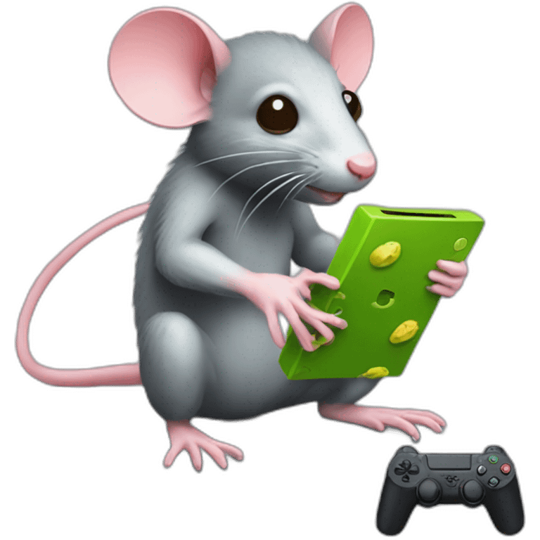 Rat with lizard playing playstation emoji