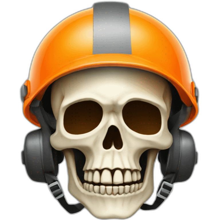 Skeleton skull logo like with orange safety helmet emoji