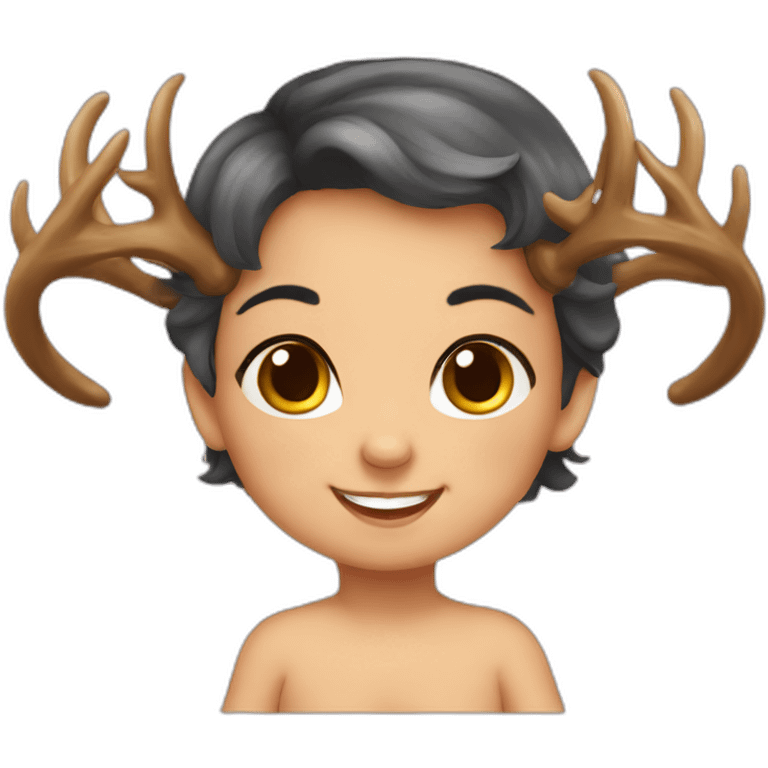 Baby girl angel deer-antlers smile emoji