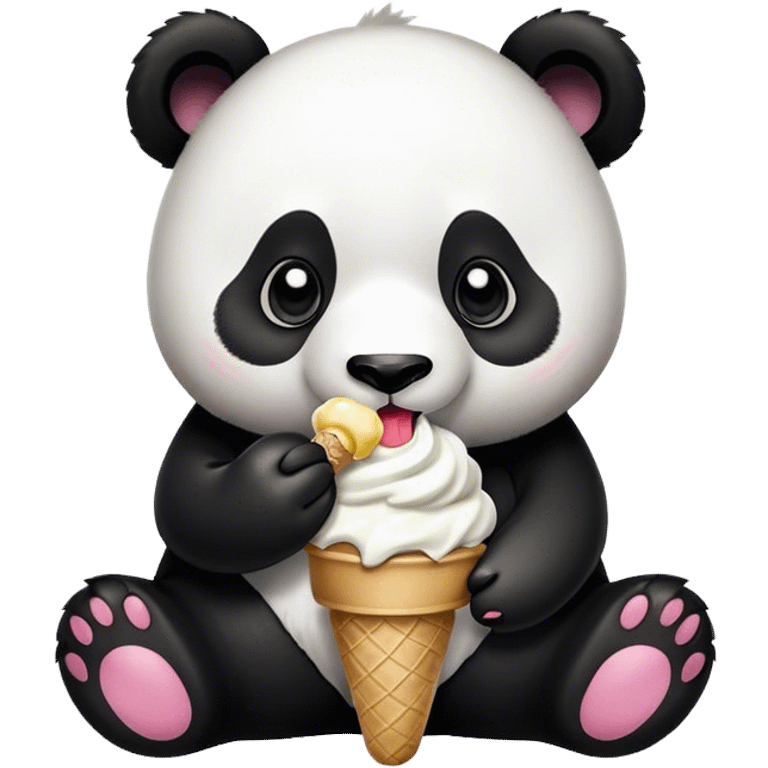 Panda eating ice cream emoji