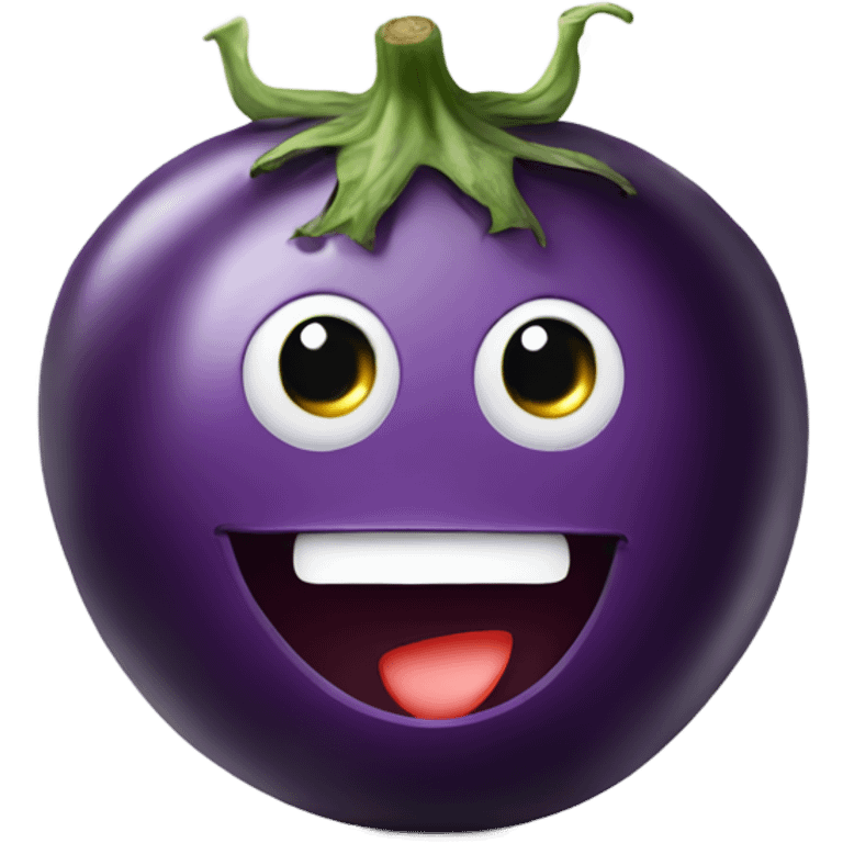 Eggplant with a smiley face emoji