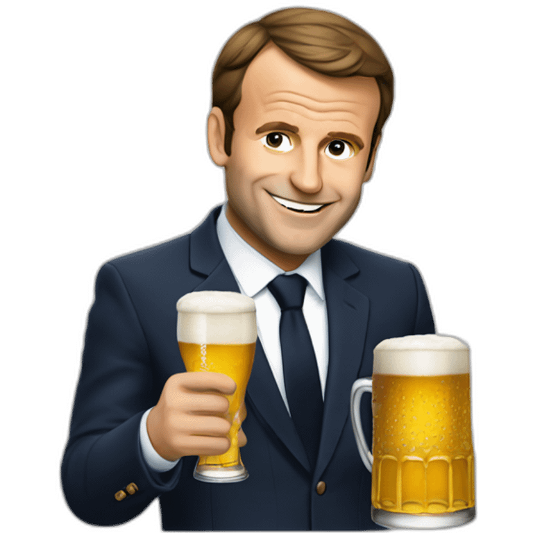 Macron with a beer  emoji