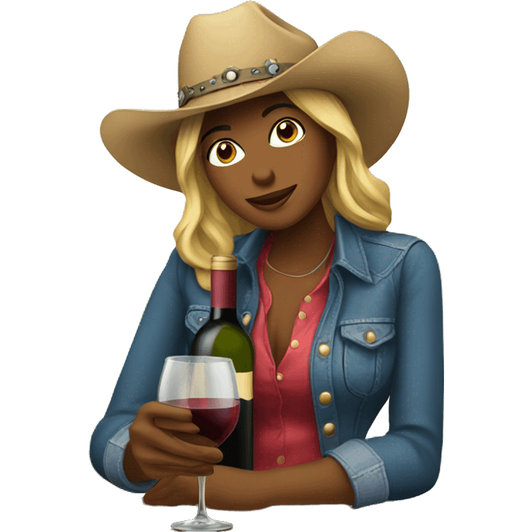 Cowgirl drinking wine  emoji