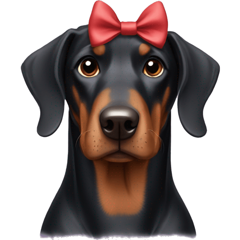 Doberman wearing a bow emoji